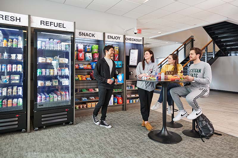 micro market vending installations with happy employees