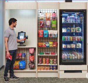 micro market with self check out kiost