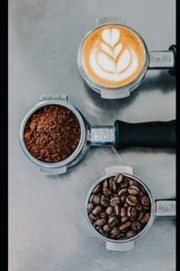 coffee beans, ground beans