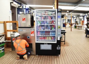 vending machine at construction site or distribution center